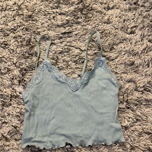 GARAGE Lace Trim Ribbed Women's Top